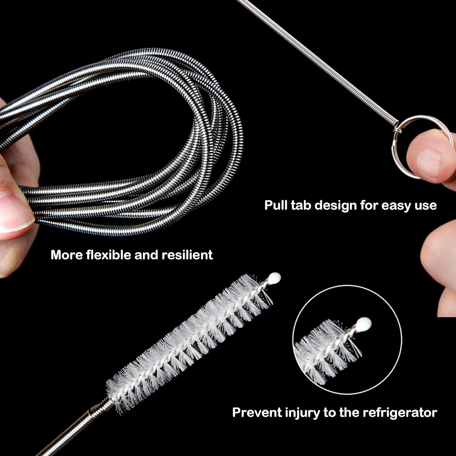 2PCS 60 Inch Stainless Steel Cleaning Brushes Reusable Drainage Pipe Dredging Tools for Cars