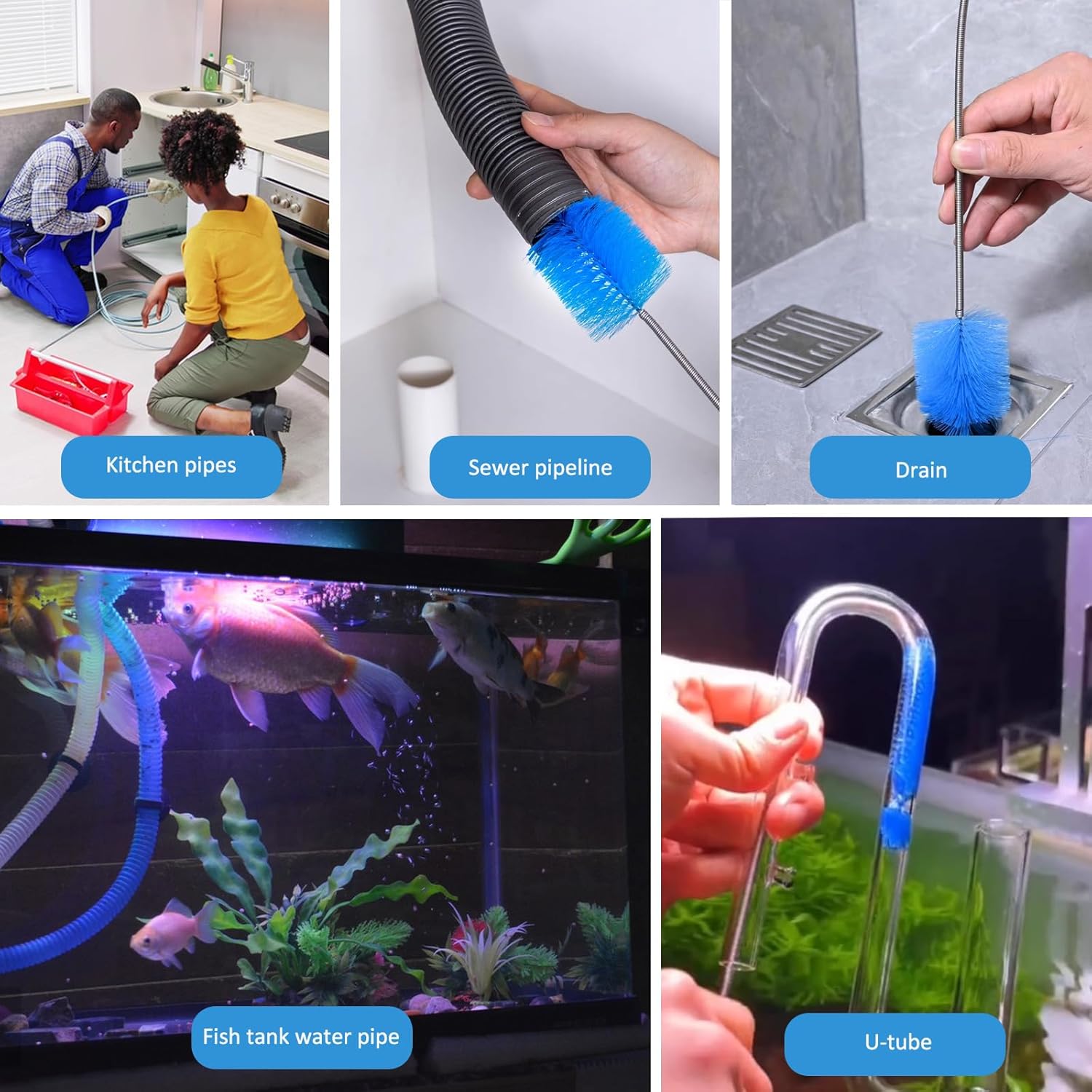 Eidsefe 75-Inch Flexible Drain Brush with 3 Shorter Straws Set for Efficient Cleaning