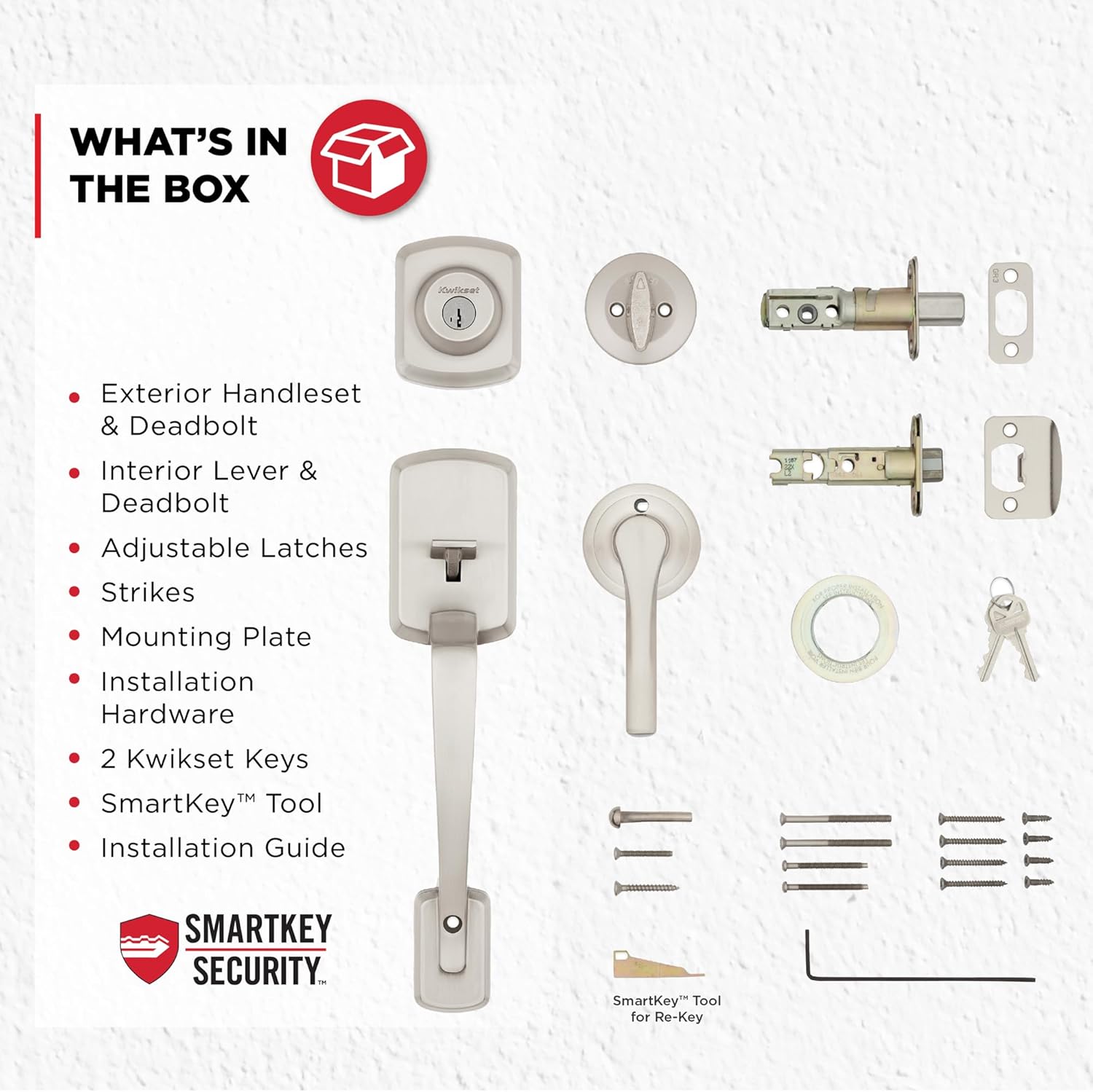 Kwikset Henley Front Door Lock Handle and Deadbolt Set - Smart Key Security Durable with Microban Protection