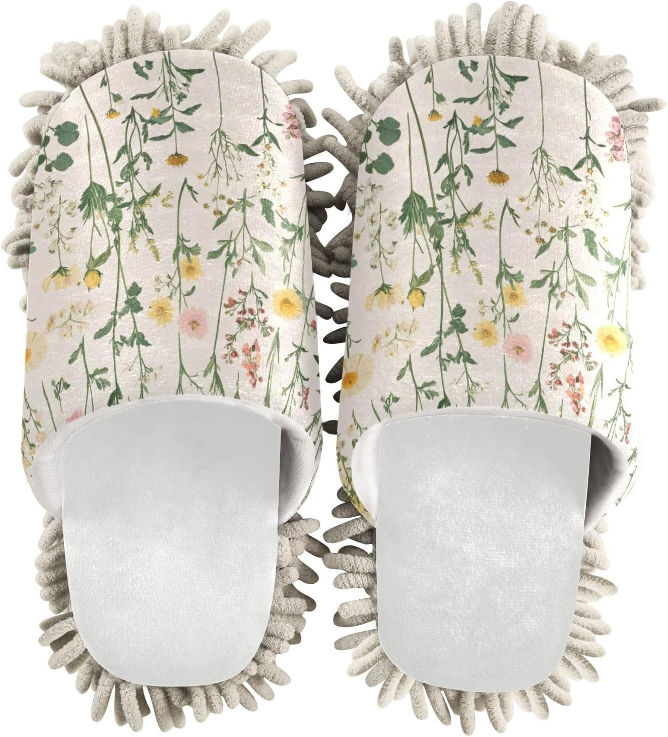 Burbuja Retro Wildflowers Mop Slippers Soft Microfiber MOP Slippers for Easy Cleaning Home Kitchen