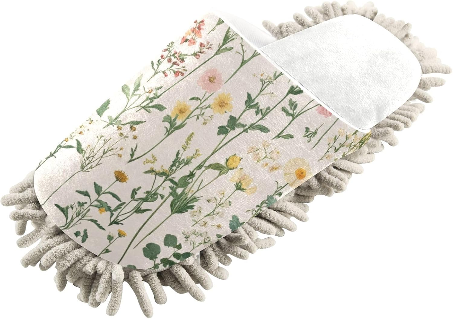 Burbuja Retro Wildflowers Mop Slippers Soft Microfiber MOP Slippers for Easy Cleaning Home Kitchen