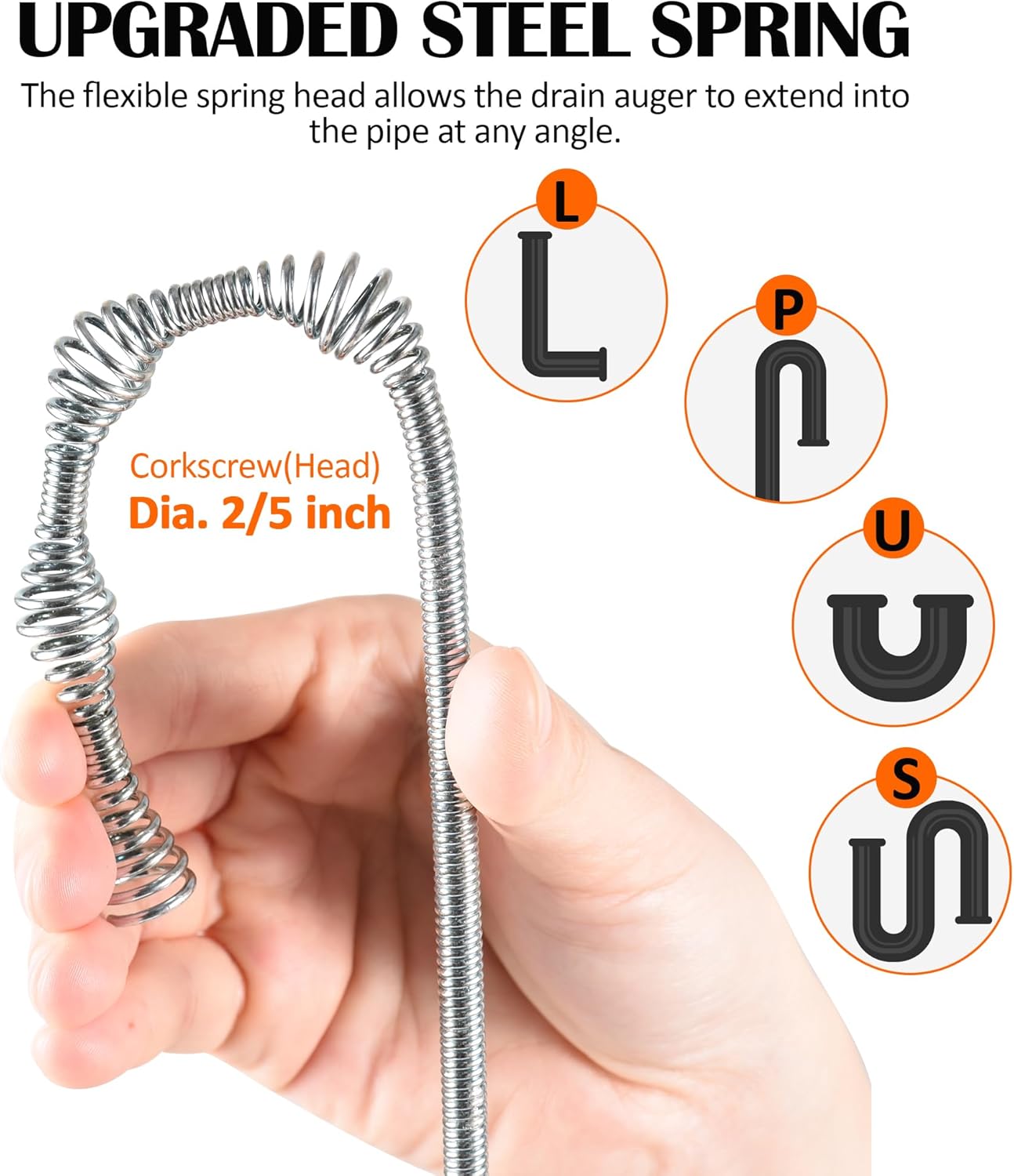 Professional Drain Snag Eco-Friendly 33ft Spring Steel Drain Auger for Home Commercial Use