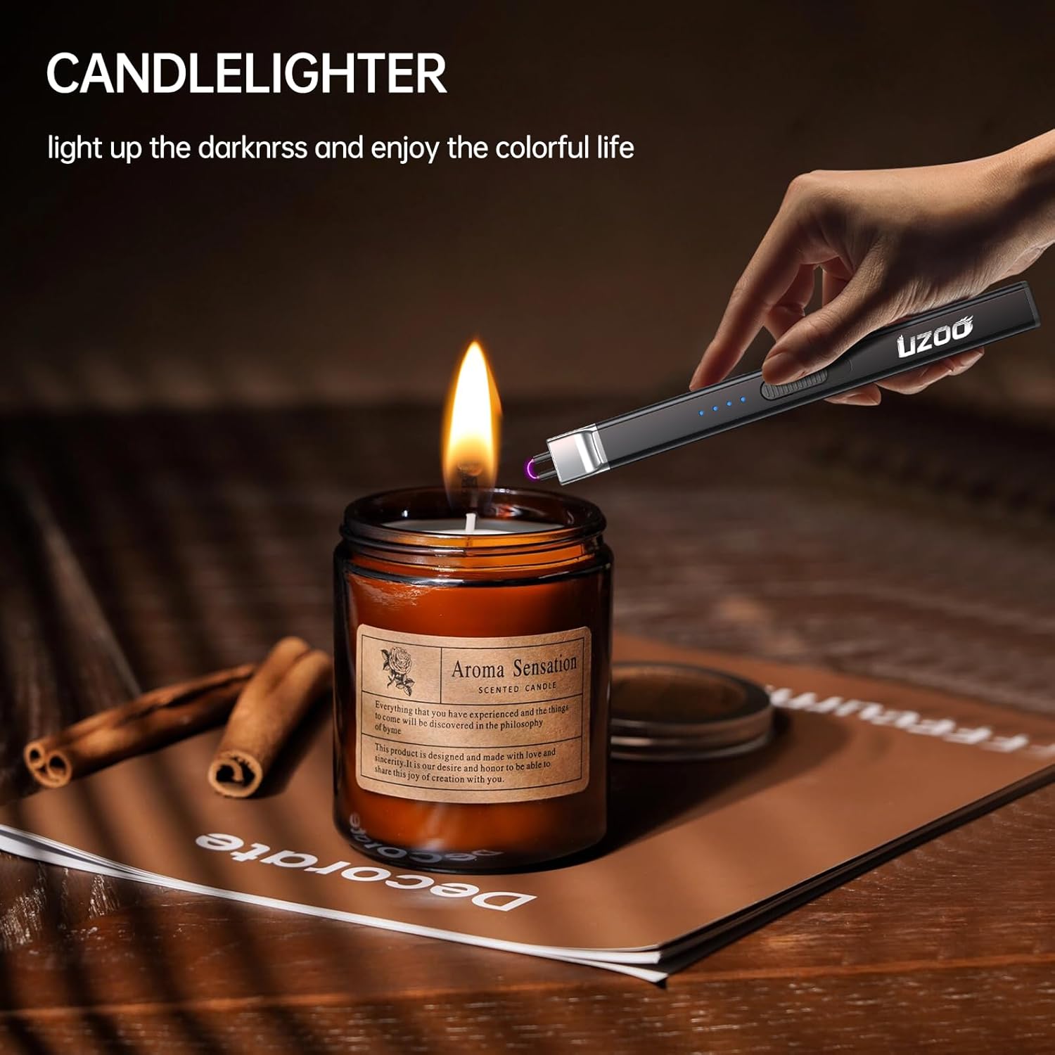 Rechargeable Candle Lighters with LED Display 360 Rotation for Camping BBQ Home Use
