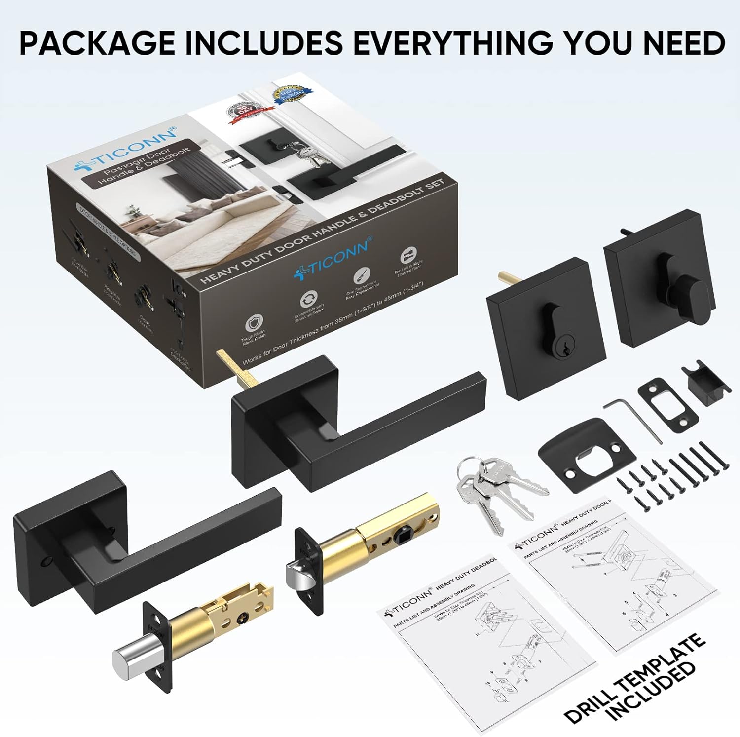 Premium Heavy Duty Door Handle Set for Beds Bathrooms and More