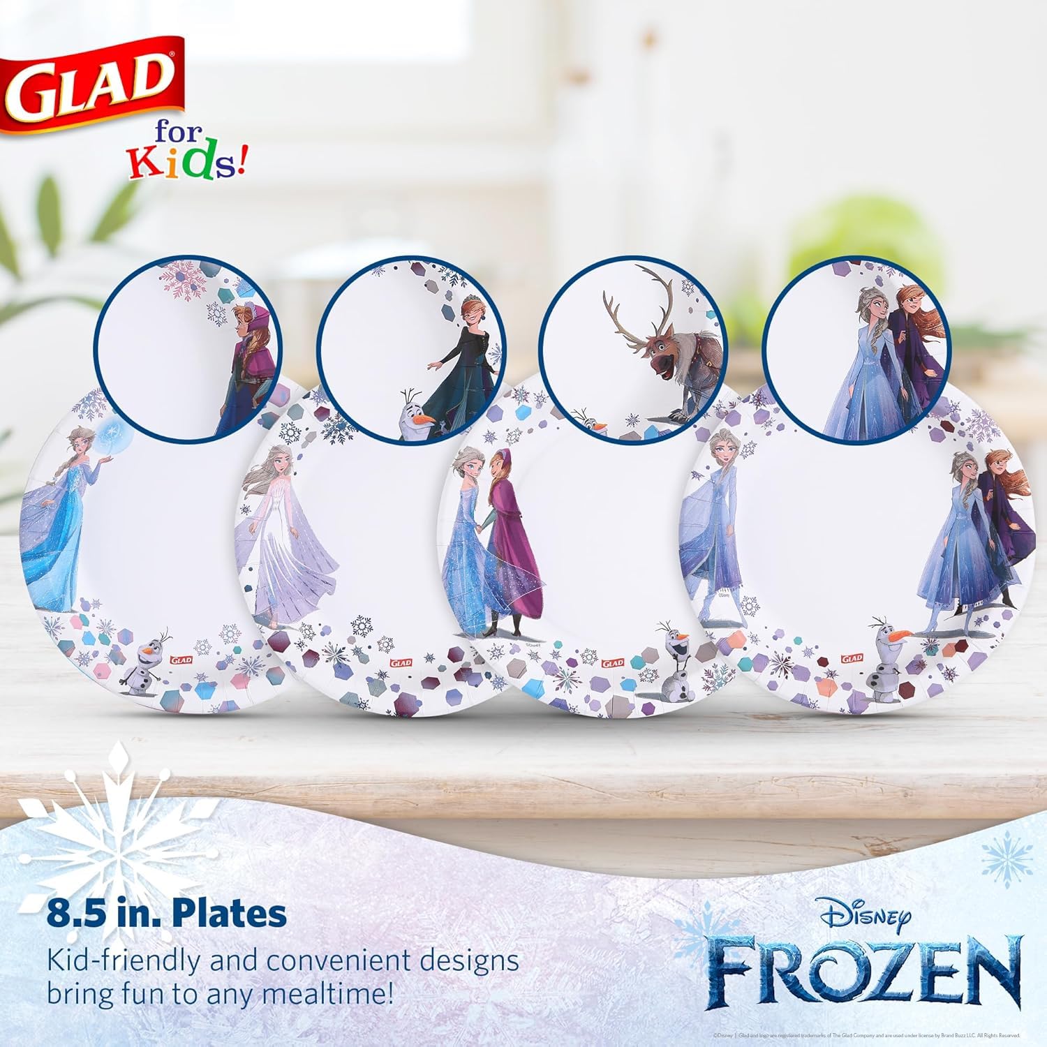 Glad for Kids Disney Frozen 85Paper Plates for Snack Meal Use 2-Pack