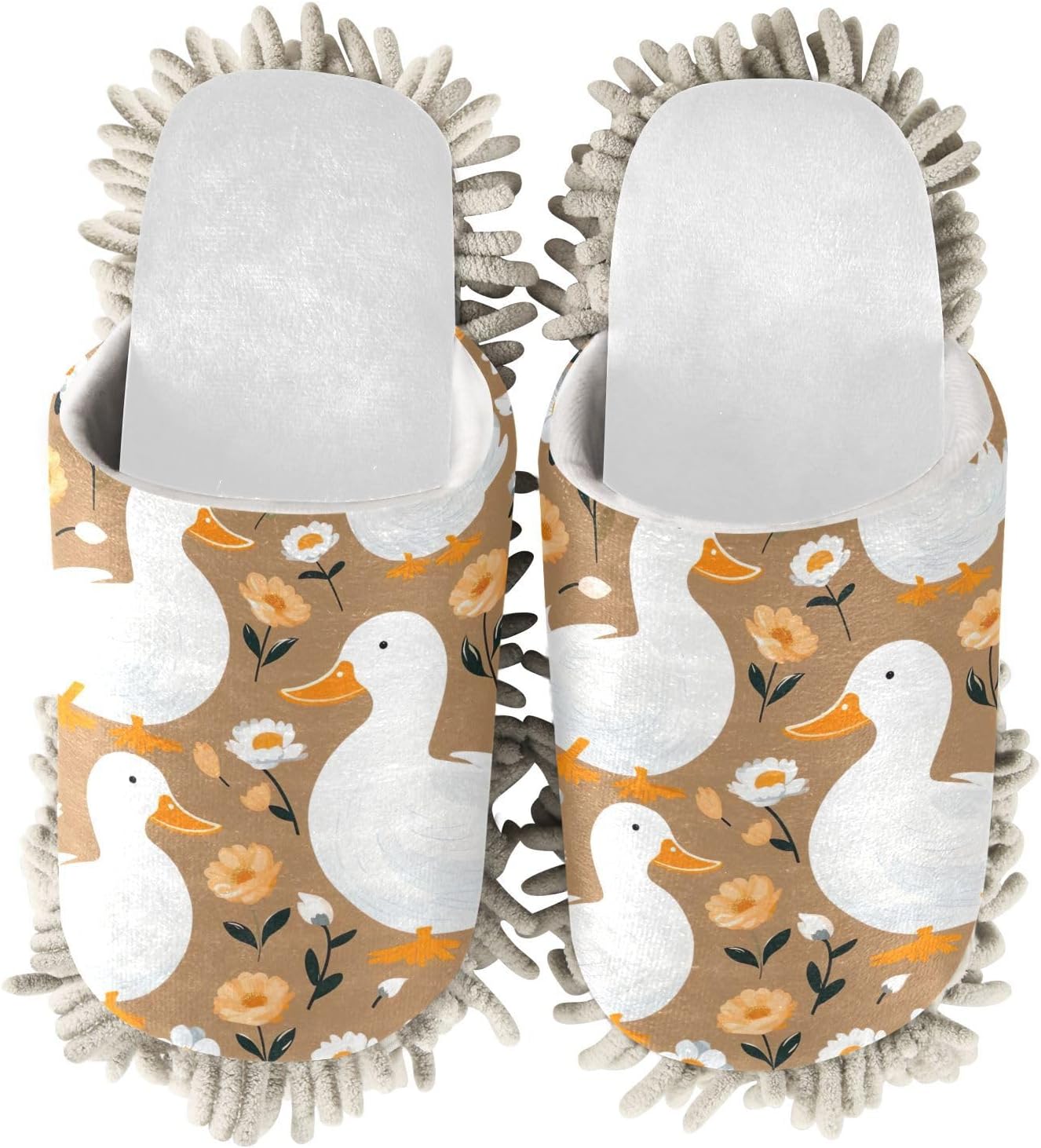 White Ducks Mop Slippers - Sizes 40-45 Perfect Fit for Your Feet