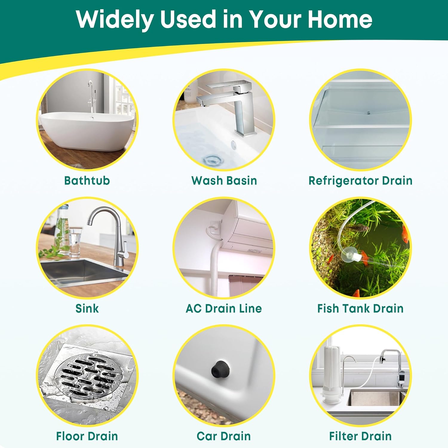 Kellys Collection 5-Piece Drain Snake Set 50-Inch Unbreakable Hair Debris Remover for Bath Shower Kitchen Pipes