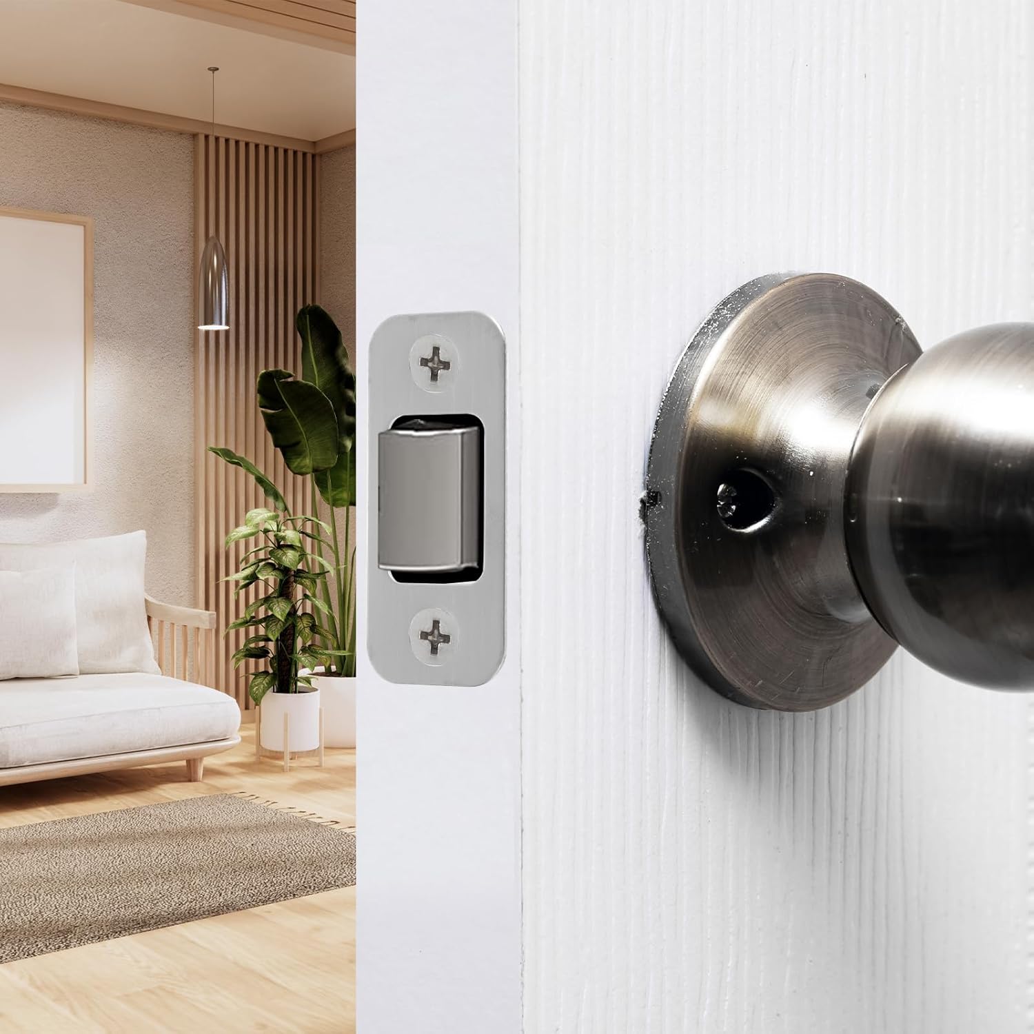 Sturdy 3-Pack Door Strike Plate Set - Stainless Steel for Durable Door Replacement