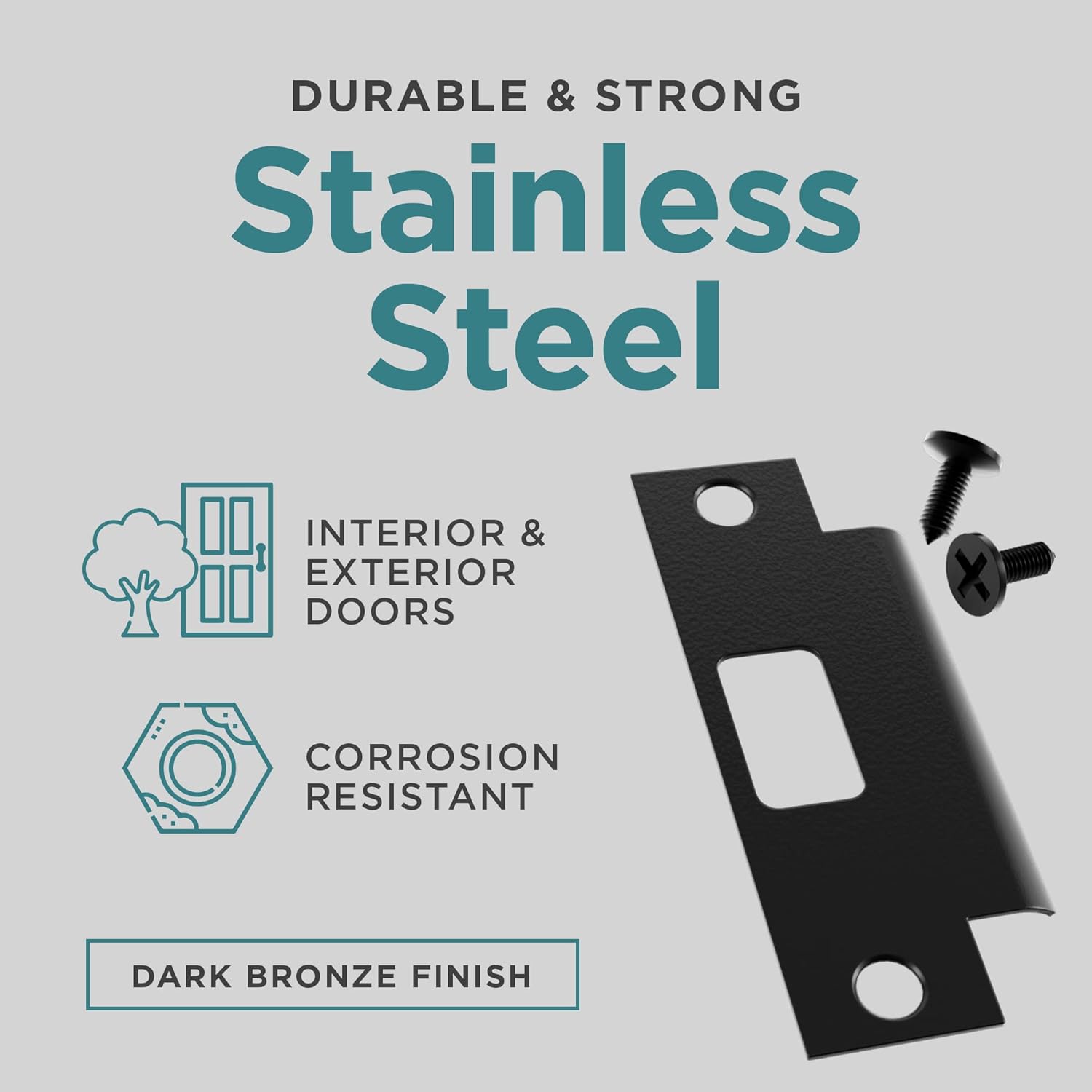 NYCO Universal Door Strike Plate - Easy to Install Deadbolt Plate with Dark Bronze Finish