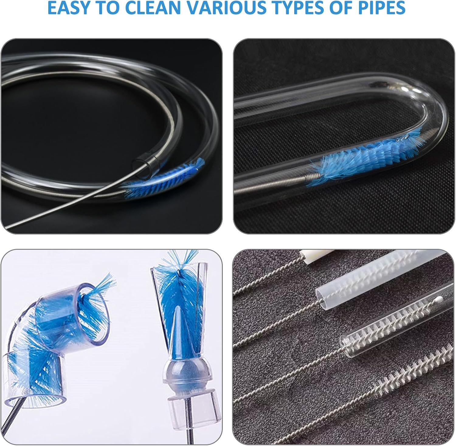 Eidsefe 75-Inch Flexible Drain Brush with 3 Shorter Straws Set for Efficient Cleaning