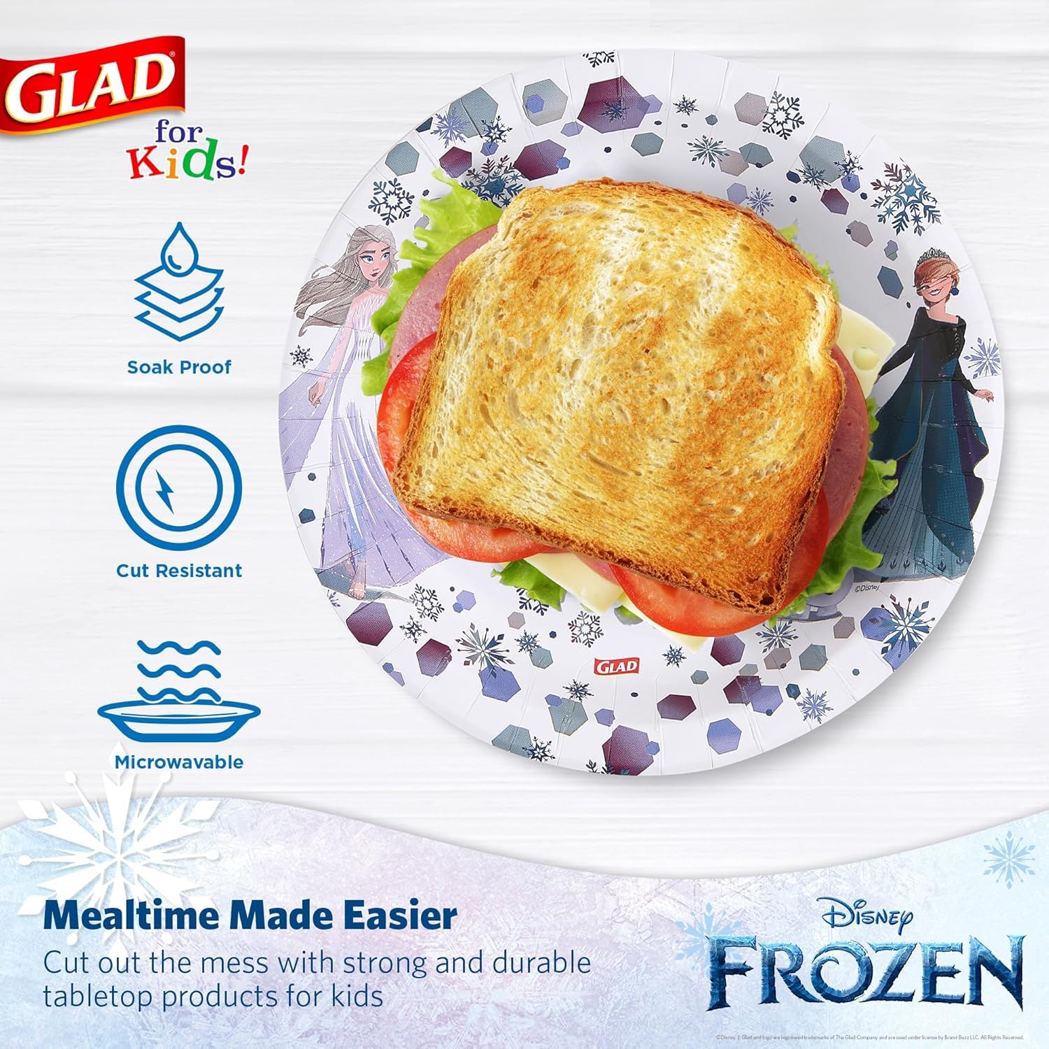 Glad for Kids Disney Frozen 85Paper Plates for Snack Meal Use 2-Pack