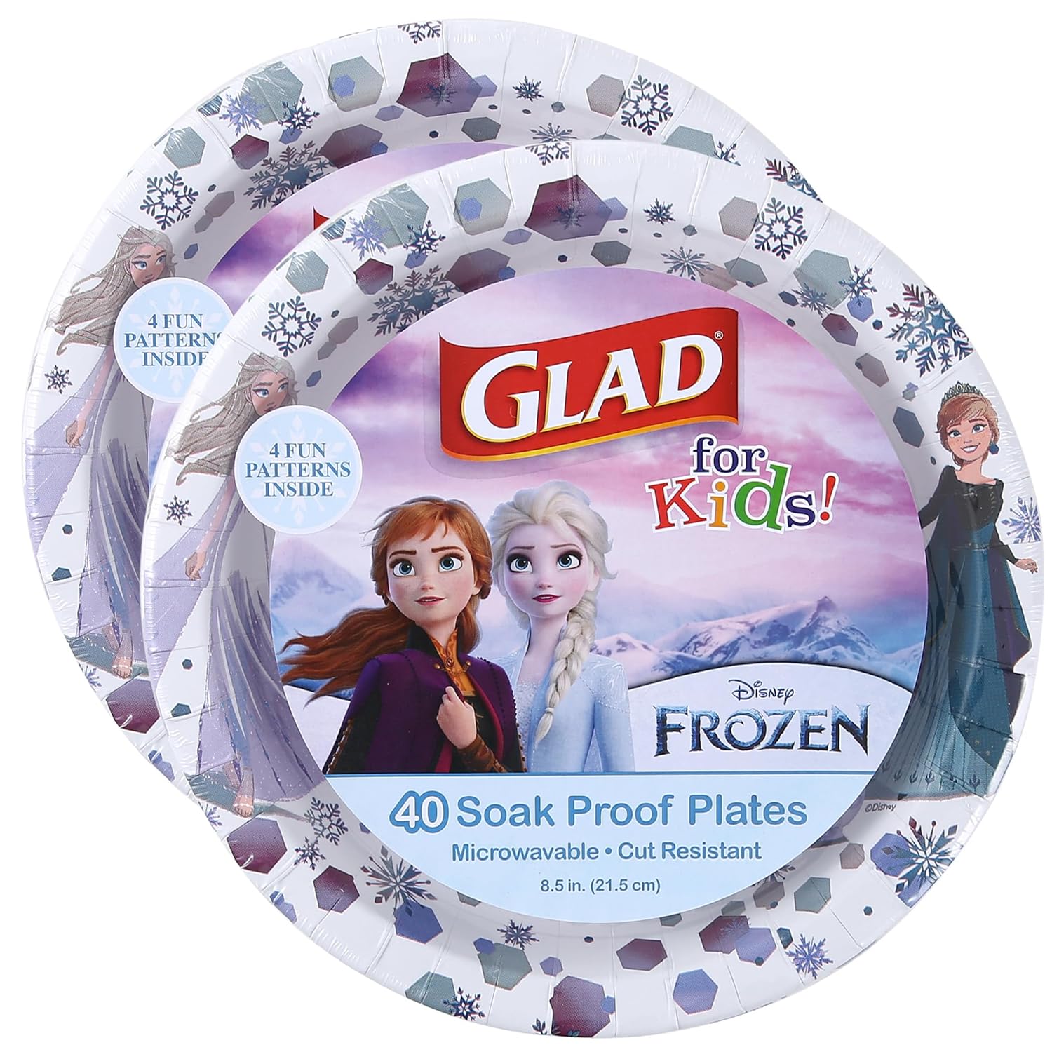 Glad for Kids Disney Frozen 85Paper Plates for Snack Meal Use 2-Pack