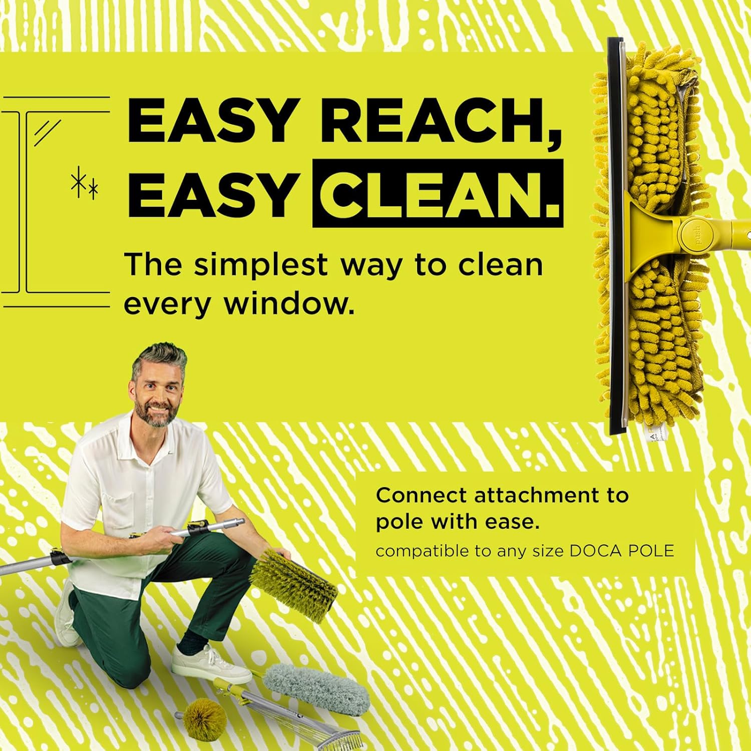 DOCAZOO5-12 Ft Telescoping Window Squeegee Kit Extendable Window Cleaning Tool for IndoorOutdoor Use